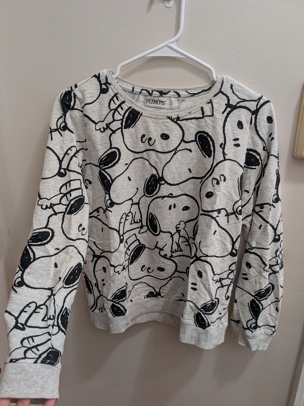 Peanuts Print Sweatshirt in Gray & Black Size Medium